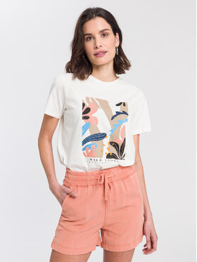 Cross Jeans Cross Jeans T-Shirt 55935-028 Beżowy Regular Fit