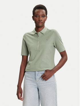 Gant Gant Тениска с яка и копчета Shield 4202231 Зелен Slim Fit