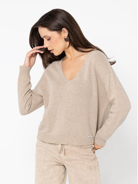 Miss LK Miss LK Sweter MISSLKS Beżowy Loose Fit