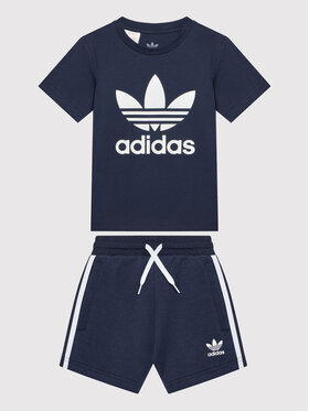 adidas adidas Komplet t-shirt i szorty sportowe adicolor HK2970 Granatowy Regular Fit