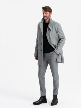 Ombre Ombre Kabát OM-COWC-0108 Šedá Regular Fit