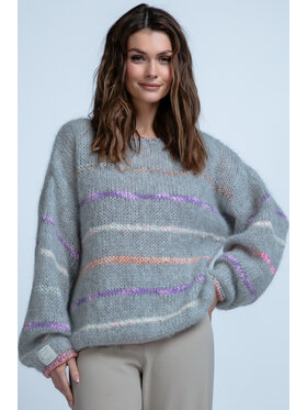 Fobya Fobya Sweter F1844 Szary Regular Fit