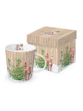 MIAhome MIAhome Kubek Porcelanowy w Ozdobnym Pudełku Choinka Brązowy