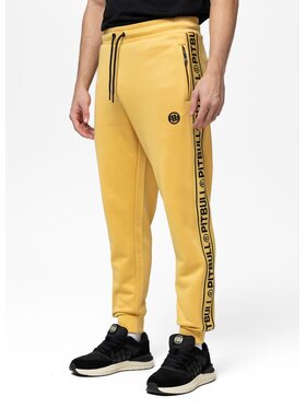 PITBULL PITBULL Spodnie dresowe Oldschool Tape Logo Żółty Regular Fit