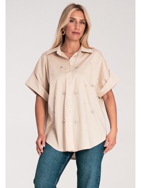 FIGL FIGL Koszula M1226 Beżowy Loose Fit