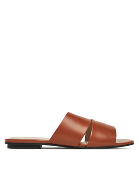 Calvin Klein Calvin Klein Šľapky Flat Slide - Lth 2 Straps HW0HW02365 Hnedá