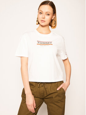 Tommy Jeans Tommy Jeans T-Shirt Sleeve Detail Logo Tee DW0DW08035 Biały Regular Fit