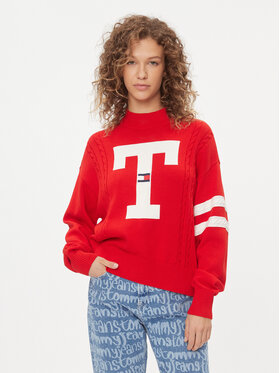 Tommy Jeans Tommy Jeans Sweater Letterman Flag DW0DW15940 Piros Relaxed Fit