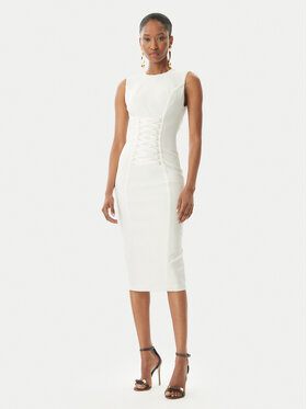 Elisabetta Franchi Elisabetta Franchi Koktejlové šaty AB76252E2 360 Bílá Slim Fit