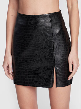 Gina Tricot Gina Tricot Spódnica skórzana Mollie 17733 Czarny Regular Fit