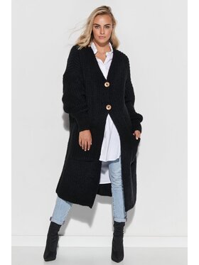 Makadamia Makadamia Kardigan S101 Czarny Oversize