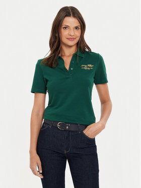 Tommy Hilfiger Tommy Hilfiger Polo Script WW0WW43624 Zielony Slim Fit
