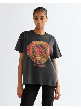 Wrangler Wrangler T-Shirt GIRLFRIEND TEE Czarny Relaxed Fit