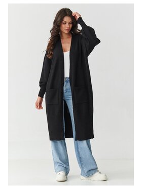 Makadamia Makadamia Kardigan S167 Czarny Loose Fit