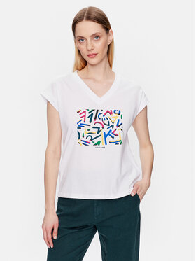 Volcano Volcano T-shirt T-Abstract L02156-S23 Bijela Regular Fit