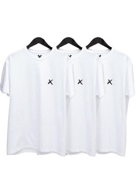Point X Point X Komplet 3 t-shirtów Zestaw 3 T-Shirtów Męskich Białych Point X Mini X L Biały Regular Fit
