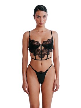 Perilla Perilla Biustonosz z fiszbiną Grisella Semi-Corset Black Czarny