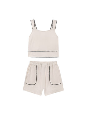 Mayoral Mayoral Compleu top și pantaloni scurți din material textil 6213 Bej Regular Fit
