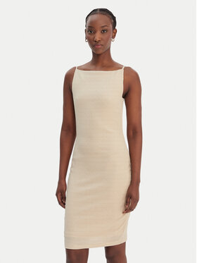 Guess Guess Koktejlové šaty W6GKA1 K3488 Béžová Slim Fit
