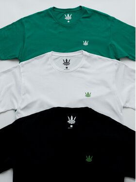 Jigga Wear Jigga Wear Komplet 3 t-shirtów Zestaw 3 T-Shirtów Jigga Wear Mini Crown Czarna / Biała / Zielona 2XL Czarny Regular Fit