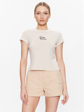 Tommy Jeans Tommy Jeans T-Shirt Essential Logo DW0DW15441 Beżowy Regular Fit