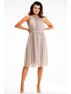 Awama Awama Večerné šaty A629 Béžová Basic Fit