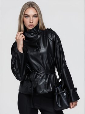 Ombre Ombre Płaszcz przejściowy OW-CT-E0041 Czarny Relaxed Fit