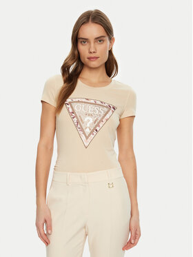 Guess Guess Tričko W5RI22 J1314 Écru Regular Fit