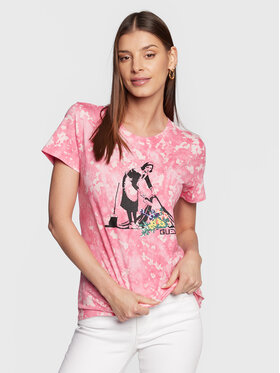 Guess Guess T-Shirt BRANDALISED W3RI67 K9RM3 Różowy Regular Fit