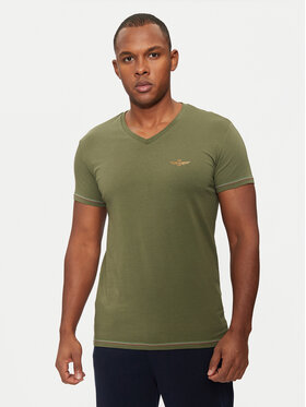 Aeronautica Militare Aeronautica Militare Marškinėliai AM1UTI004 Žalia Slim Fit