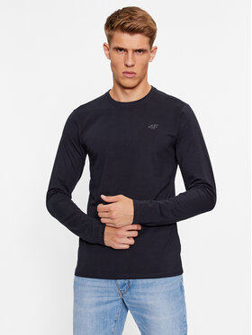4F 4F Pikkade varrukatega T-särk 4FAW23TLONM155 Sinine Slim Fit