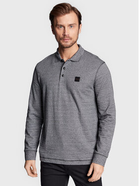 Boss Boss Тениска с яка и копчета Peheather 50477072 Сив Regular Fit