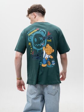 MyStars MyStars T-Shirt Koszulka Z Krótkim Rękawem Męska Ciemna Zielona MyStars Bear Drown It S Zielony Regular Fit