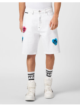 PHILIPP PLEIN PHILIPP PLEIN Džínové šortky 15229 Bílá Loose Fit