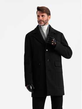 Ombre Ombre Płaszcz OM-COWC-0108 Czarny Regular Fit