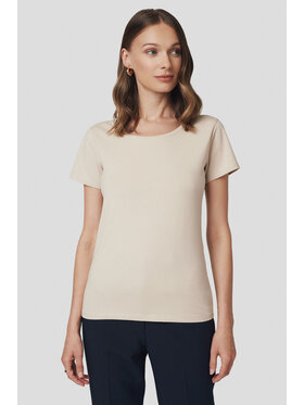 Lancerto Lancerto T-Shirt Koszulka Damska z Bawełną Kremowa Savina TS073225000012 Écru Slim Fit