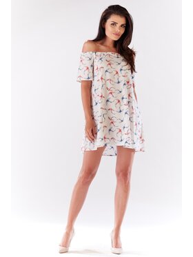 Awama Awama Sukienka letnia A175 Écru Basic Fit