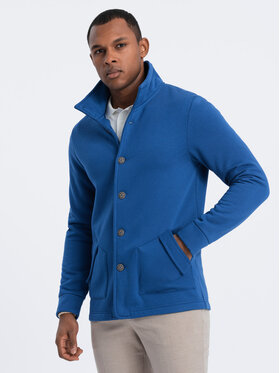 Ombre Ombre Mikina OM-SSZP-0171 Modrá Casual Fit