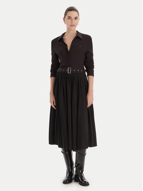 Tommy Hilfiger Tommy Hilfiger Рокля тип риза WW0WW48398 Черен Regular Fit