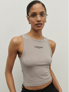 La Mania La Mania Top BASIC 2 CROP TOP Beżowy Classic Fit