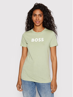Boss Boss Тишърт Logo-Print Зелен Regular Fit