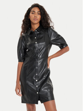 Morgan Morgan Rochie din imitație de piele 242-RLONGO Negru Slim Fit