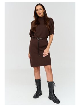 Makadamia Makadamia Sukienka codzienna C81 Brązowy Loose Fit