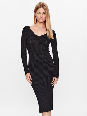 Guess Guess Úpletové šaty W3YK21 Z2U00 Černá Slim Fit