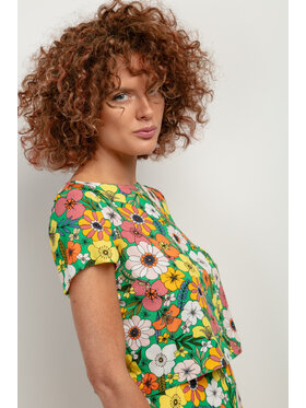 Tessita Tessita T-Shirt TOP T408_4_S Zielony Relaxed Fit