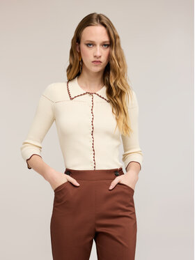 Motivi Motivi Sweter M210W103932N0S1 Kremowy Slim Fit