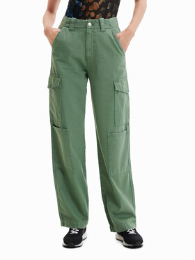 Desigual Desigual Kalhoty z materiálu Sedal 23SWPN03 Zelená Regular Fit