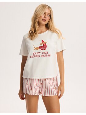 Esotiq Esotiq Piżama 46162 Biały Regular Fit