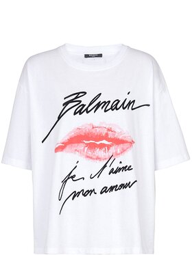 Balmain Balmain T-Shirt EF1EG110G Biały Regular Fit