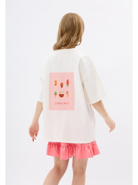 Mirons Mirons T-Shirt Print Biały Oversize